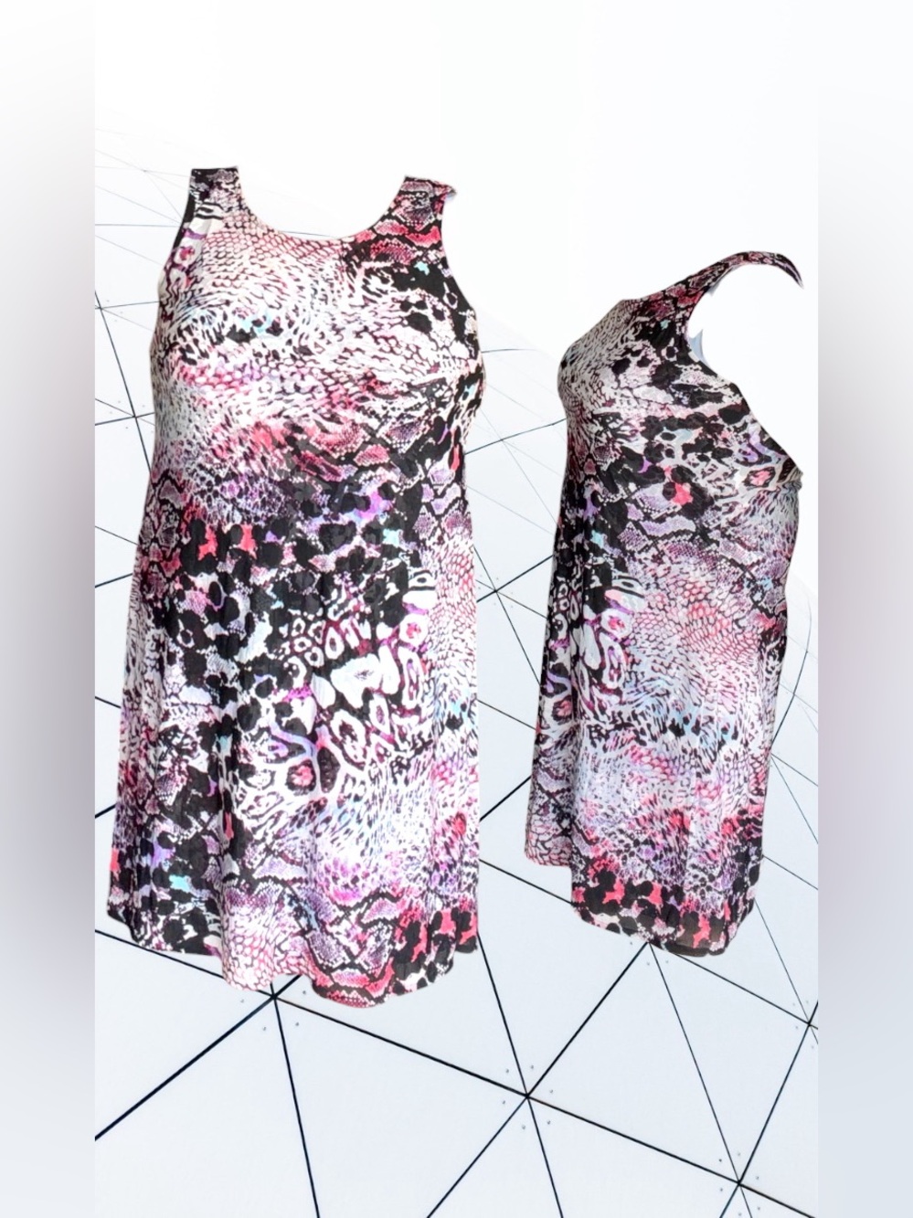 Dana Buchman XXL Pink & Gray Floral Print Dress